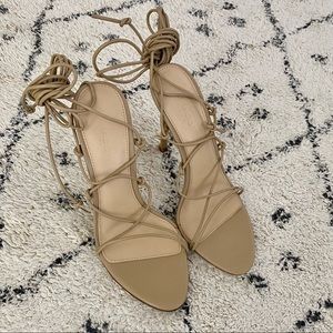 BEIGE LEATHER BARELY THERE SANDAL